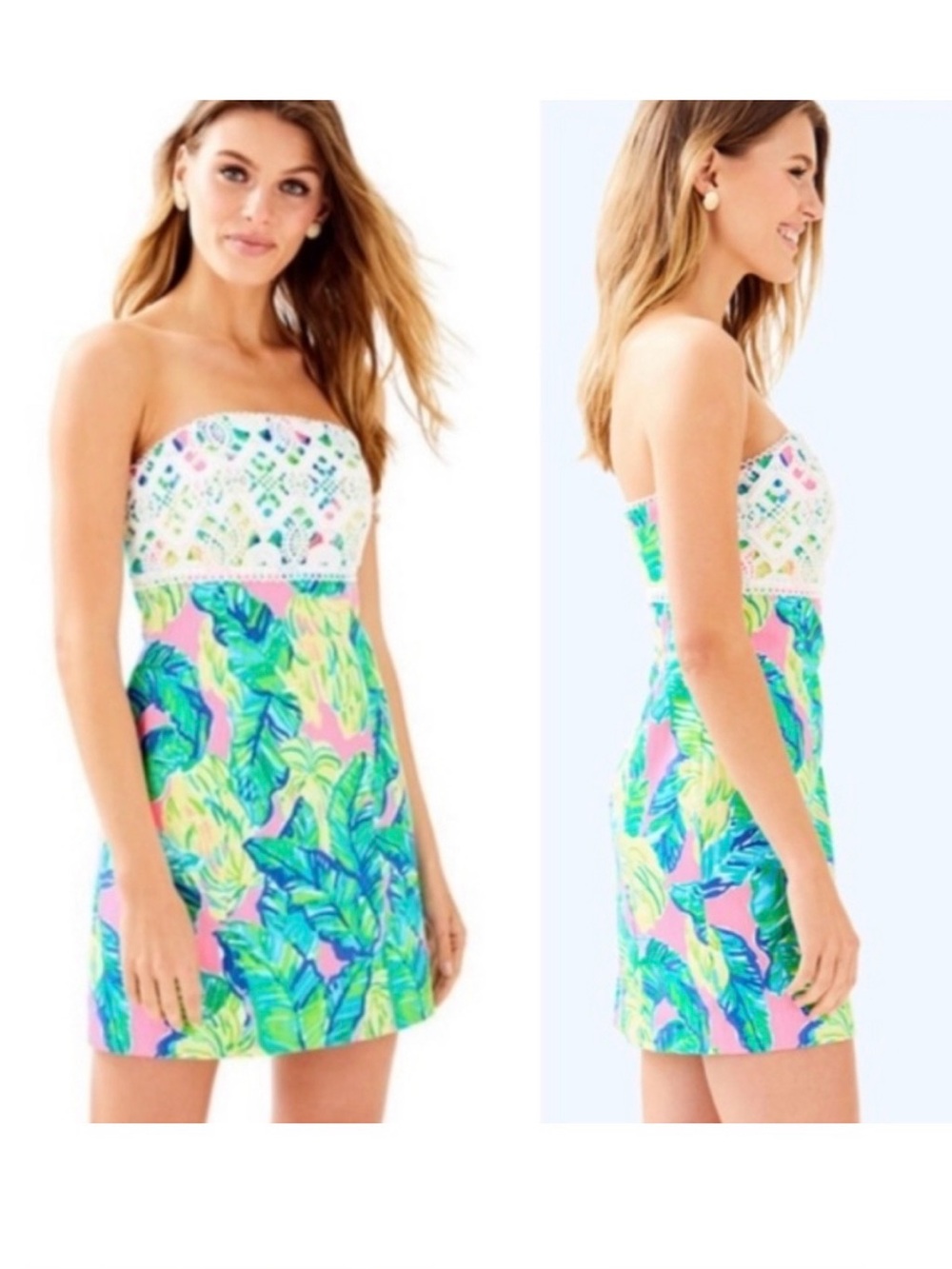 New Lilly Pulitzer Brynn mini strapless Dress Pink Sunset  2